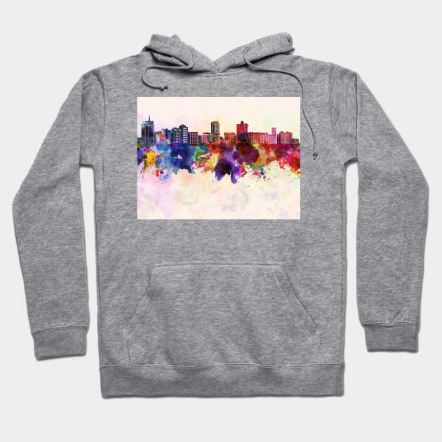 Acapulco skyline in watercolor background Hoodie by PaulrommerArt